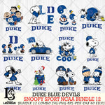 Duke Blue Devils  Snoopy NCAA Bundle 12 SVG Svg Eps Dxf Png File, Digital Download