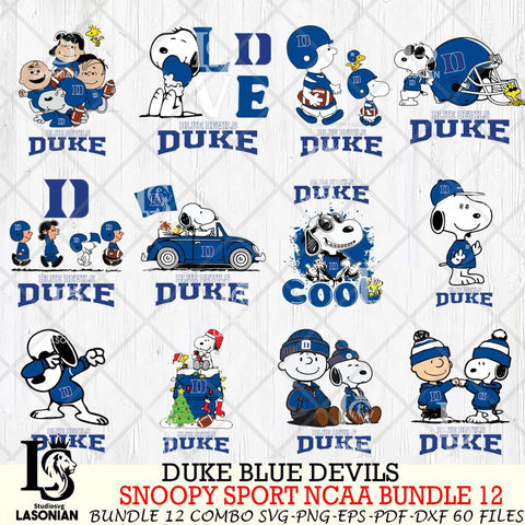 Duke Blue Devils  Snoopy NCAA Bundle 12 SVG Svg Eps Dxf Png File, Digital Download