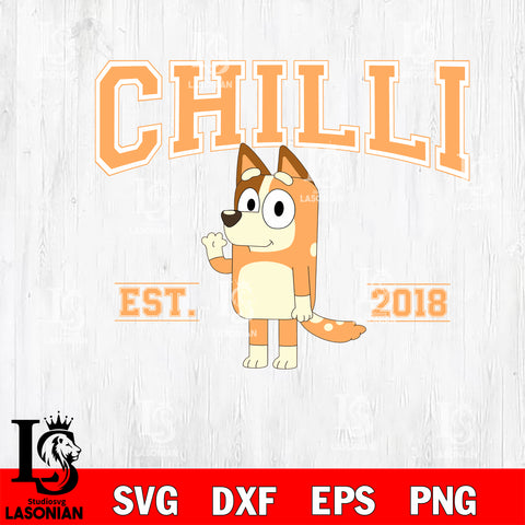 EST BLUEY CHILLI Svg Eps Dxf Png File, Digital Download, Instant Download