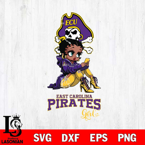 East Carolina Pirates Beauty Black Fan Girl Football, Svg Eps Dxf Png File, Digital Download