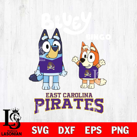 East Carolina Pirates Bluey & Bingo 4 Svg Eps Dxf Png File, NCAA svg, Digital Download, Instant Download