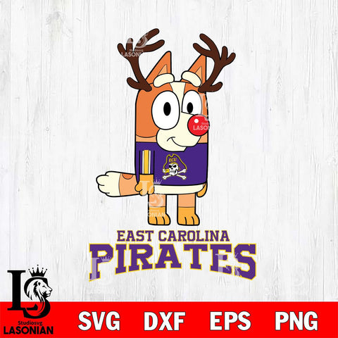 East Carolina Pirates Bluey Chilli Christmas Deer Svg Eps Dxf Png File, Digital Download