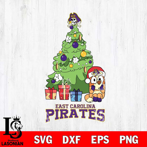 East Carolina Pirates Bluey Chilli Christmas Tree Svg Eps Dxf Png File, Digital Download