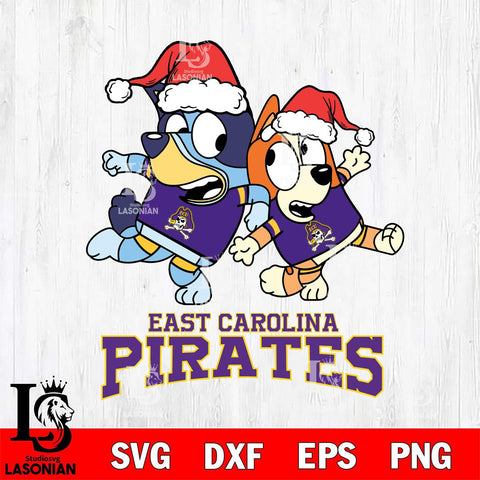 East Carolina Pirates Bluey Christmas Holiday Svg Eps Dxf Png File, Digital Download
