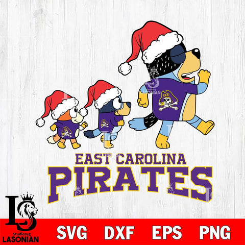 East Carolina Pirates Bluey Family Christmas Svg Eps Dxf Png File, Digital Download