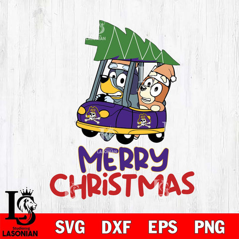 East Carolina Pirates Bluey Merry Christmas Svg Eps Dxf Png File, Digital Download