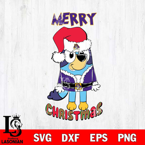 East Carolina Pirates Bluey Merry Christmas Bluey Santa Claus Svg Eps Dxf Png File, Digital Download