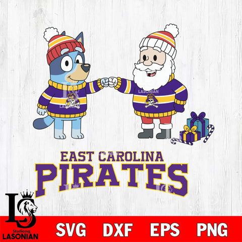 East Carolina Pirates Bluey With Satan Christmas File Cut, NCAA SVG DXF EPS PNG FILE, Digital Download,Instant Download, Silhouette