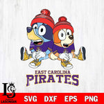 East Carolina Pirates Christmas Bluey & Bingo Sit Cut Files,Bluey Cricut,Christmas Svg , Bluey svg , Digital Download, dxf eps png pdf file
