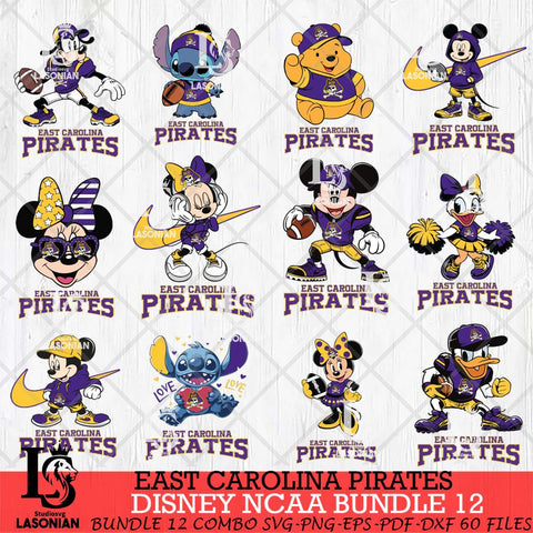 East Carolina Pirates Disney NCAA Bundle Svg PNG 12 Svg Eps Dxf Png File, Digital Download