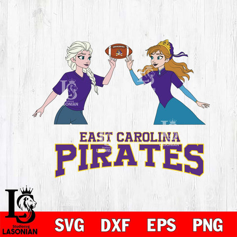 East Carolina Pirates Elsa & Anna Football Cricut,Christmas SVG DXF EPS PNG FILE, NCAA Digital Download,Instant Download, Silhouette