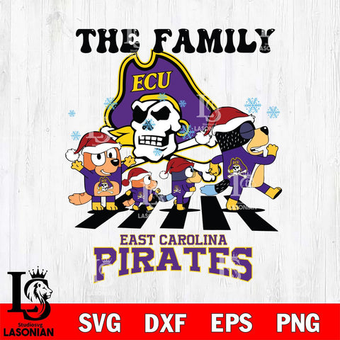 East Carolina Pirates Family Bluey Christmas Svg Eps Dxf Png File, Digital Download