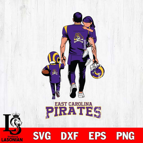 East Carolina Pirates Father And Son Football SVG DXF EPS PNG FILE,NCAA SVG, Father day Digital Download,Instant Download, Silhouette