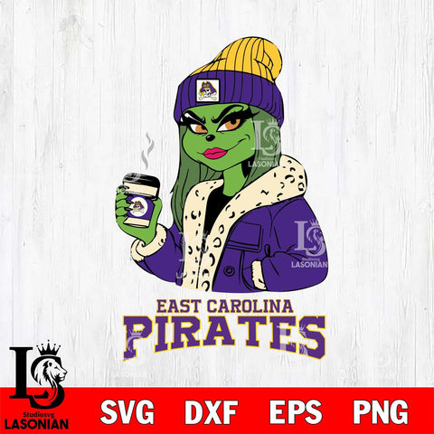 East Carolina Pirates Girls Grinch Bougie Svg Eps Dxf Png File, Digital Download, Instant Download