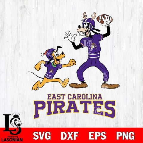 East Carolina Pirates Goofy & Pluto Football Cricut,Christmas SVG DXF EPS PNG FILE, NCAA Digital Download,Instant Download, Silhouette