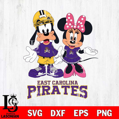 East Carolina Pirates Goofy and Minnie mouse Football SVG DXF EPS PNG FILE,NCAA svg ,Football Digital Download,Instant Download, Silhouette