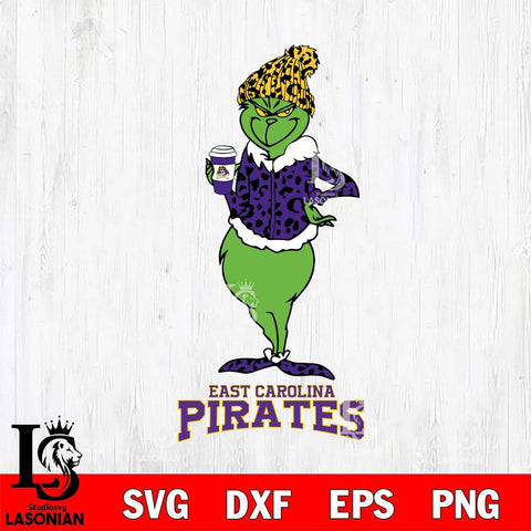 East Carolina Pirates Grinch Leopard Coffee Svg Eps Dxf Png File, Digital Download, Instant Download