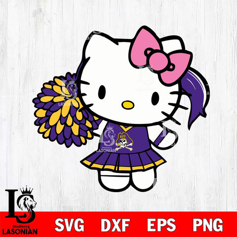 East Carolina Pirates Hello Kitty Cheerleader 12 Svg Eps Dxf Png File, Digital Download, Instant Download