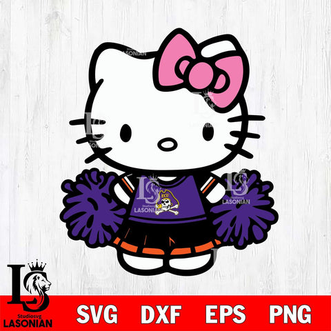 East Carolina Pirates Hello Kitty Cheerleader 2 Svg Eps Dxf Png File, Digital Download, Instant Download
