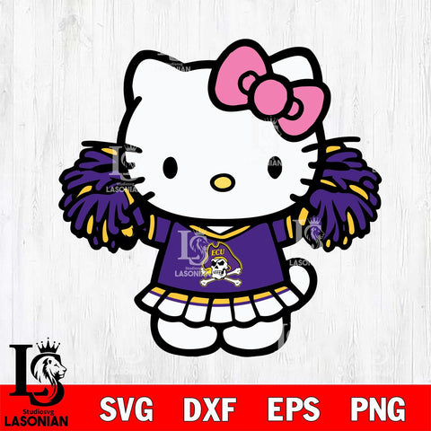 East Carolina Pirates Hello Kitty Cheerleader 3 Svg Eps Dxf Png File, Digital Download, Instant Download