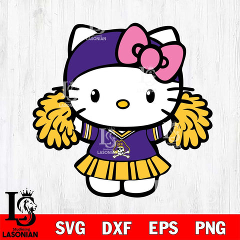 East Carolina Pirates Hello Kitty Cheerleader 5 Svg Eps Dxf Png File, Digital Download, Instant Download