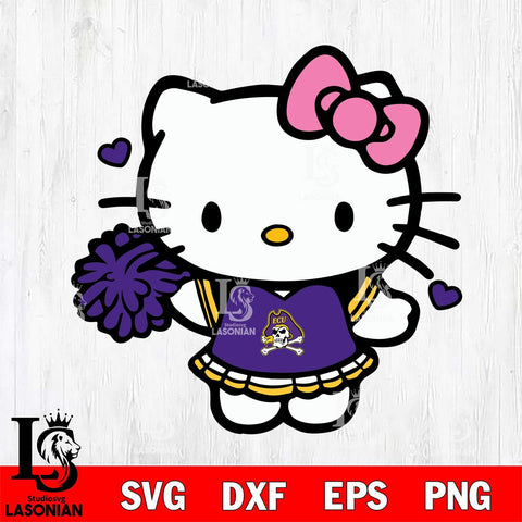 East Carolina Pirates Hello Kitty Cheerleader 6 Svg Eps Dxf Png File, Digital Download, Instant Download
