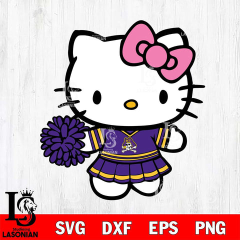 East Carolina Pirates Hello Kitty Cheerleader 8 Svg Eps Dxf Png File, Digital Download, Instant Download