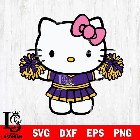 East Carolina Pirates Hello Kitty Cheerleader 9 Svg Eps Dxf Png File, Digital Download, Instant Download