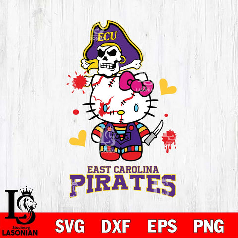 East Carolina Pirates Hello Kitty Horror 2 Svg Eps Dxf Png File, Digital Download