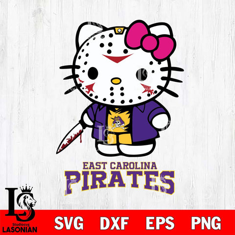 East Carolina Pirates Hello Kitty Horror 3 Svg Eps Dxf Png File, Digital Download
