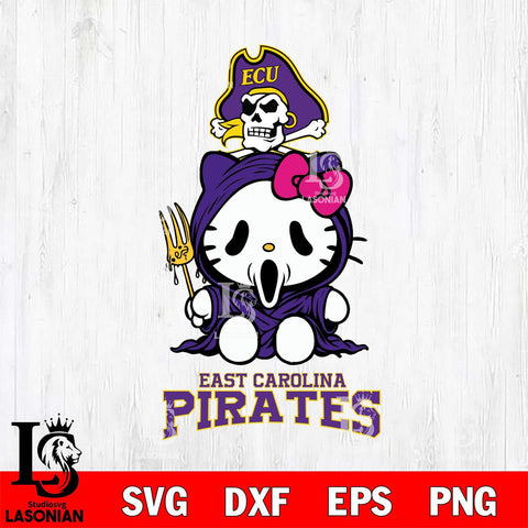 East Carolina Pirates Hello Kitty Horror 4 Svg Eps Dxf Png File, Digital Download