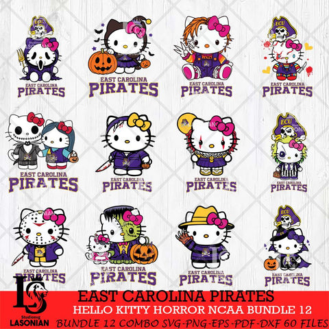 East Carolina Pirates Hello Kitty Horror NCAA Bundle 12 SVG Svg Eps Dxf Png File, Digital Download