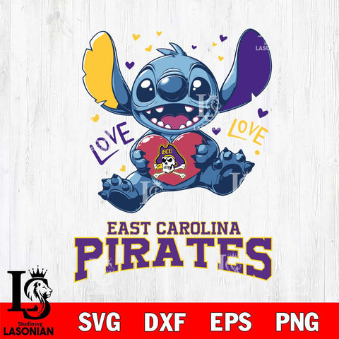 East Carolina Pirates Love Stitch, Svg Eps Dxf Png File, Digital Download