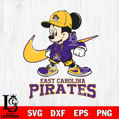 East Carolina Pirates Mickey Mouse NIKE, Svg Eps Dxf Png File, Digital Download