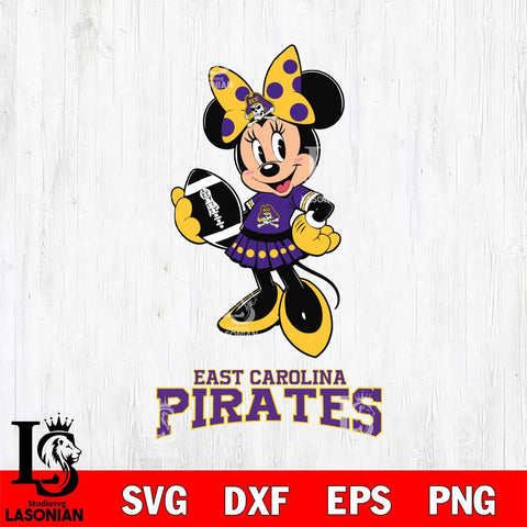 East Carolina Pirates Minnie Mouse, Svg Eps Dxf Png File, Digital Download
