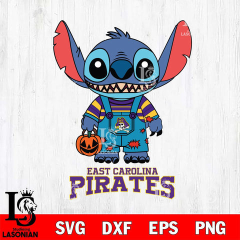 East Carolina Pirates Stitch Horror Halloween Svg Eps Dxf Png File, NCAA svg, Digital Download, Instant Download