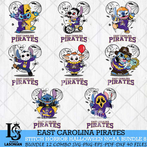 East Carolina Pirates Stitch Horror Halloween Bundle NCAA Svg Eps Dxf Png File, Digital Download, Instant Download