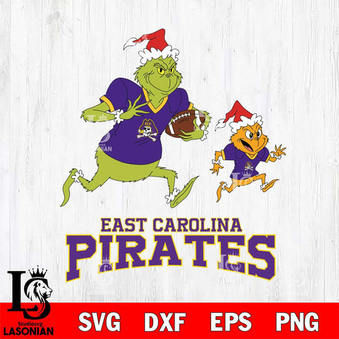 East Carolina Pirates The Grinch & Max Football Cricut,Christmas SVG DXF EPS PNG FILE, NCAA Digital Download,Instant Download, Silhouette