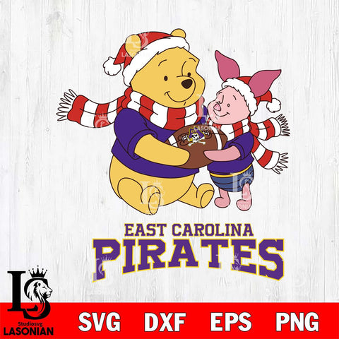 East Carolina Pirates Winnie the Pooh & Piglet Football Cricut,Christmas SVG DXF EPS PNG FILE, NCAA Digital Download,Instant Download, Silhouette