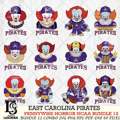 East Carolina Pirates  Pennywise Horror NCAA Bundle 12 SVG Svg Eps Dxf Png File, Digital Download