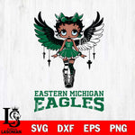 Eastern Michigan Eagles Anglel Black Fan Girl Betty Boop, Svg Eps Dxf Png File, Digital Download