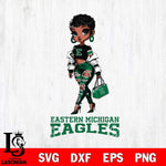 Eastern Michigan Eagles Beautiful Black Fan Girl, Svg Eps Dxf Png File, Digital Download