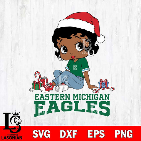 Eastern Michigan Eagles Betty Boop Christmas File Cut, NCAA SVG DXF EPS PNG PDF File, Digital Download , Criucut , Silhouette