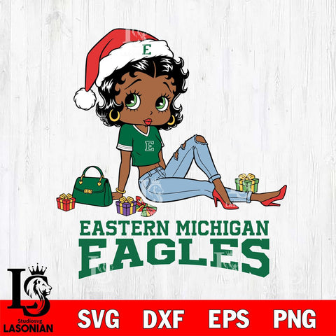 Eastern Michigan Eagles Betty Boop Christmas Packing File Cut, NCAA SVG DXF EPS PNG PDF File, Digital Download , Criucut , Silhouette