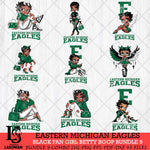 Eastern Michigan Eagles Black Fan Girl Betty Boop Bundle 9, Svg Eps Dxf Png File, Digital Download
