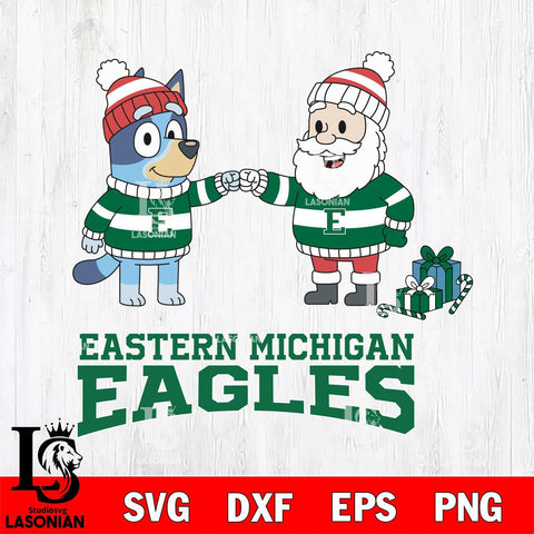 Eastern Michigan Eagles Bluey With Satan Christmas File Cut, NCAA SVG DXF EPS PNG FILE, Digital Download,Instant Download, Silhouette