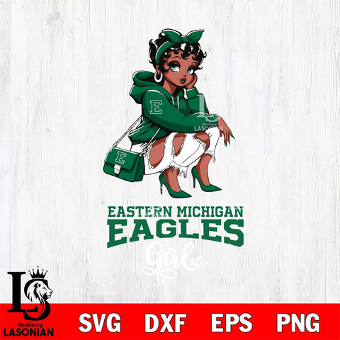 Eastern Michigan Eagles Fashion Black Fan Girl Betty Boop, Svg Eps Dxf Png File, Digital Download