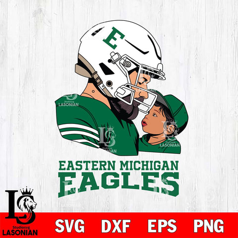 Eastern Michigan Eagles Father And Child Rugby SVG DXF EPS PNG FILE,NCAA SVG, Father day Digital Download,Instant Download, Silhouette