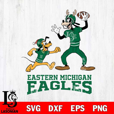 Eastern Michigan Eagles Goofy & Pluto Football Cricut,Christmas SVG DXF EPS PNG FILE, NCAA Digital Download,Instant Download, Silhouette