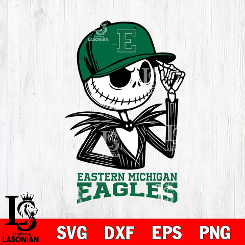 Eastern Michigan Eagles Jack Skellington 3 Halloween Svg Eps Dxf Png File, NCAA svg, Digital Download, Instant Download